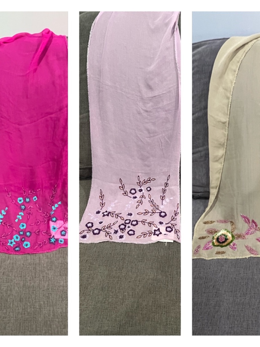 Vintage Silk Beaded & Embroidery Scarves